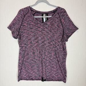 Ebb & Flow T-Shirt Womens XL Pink V-Neck Mesh Back Raglan‎ Sleeve Performance